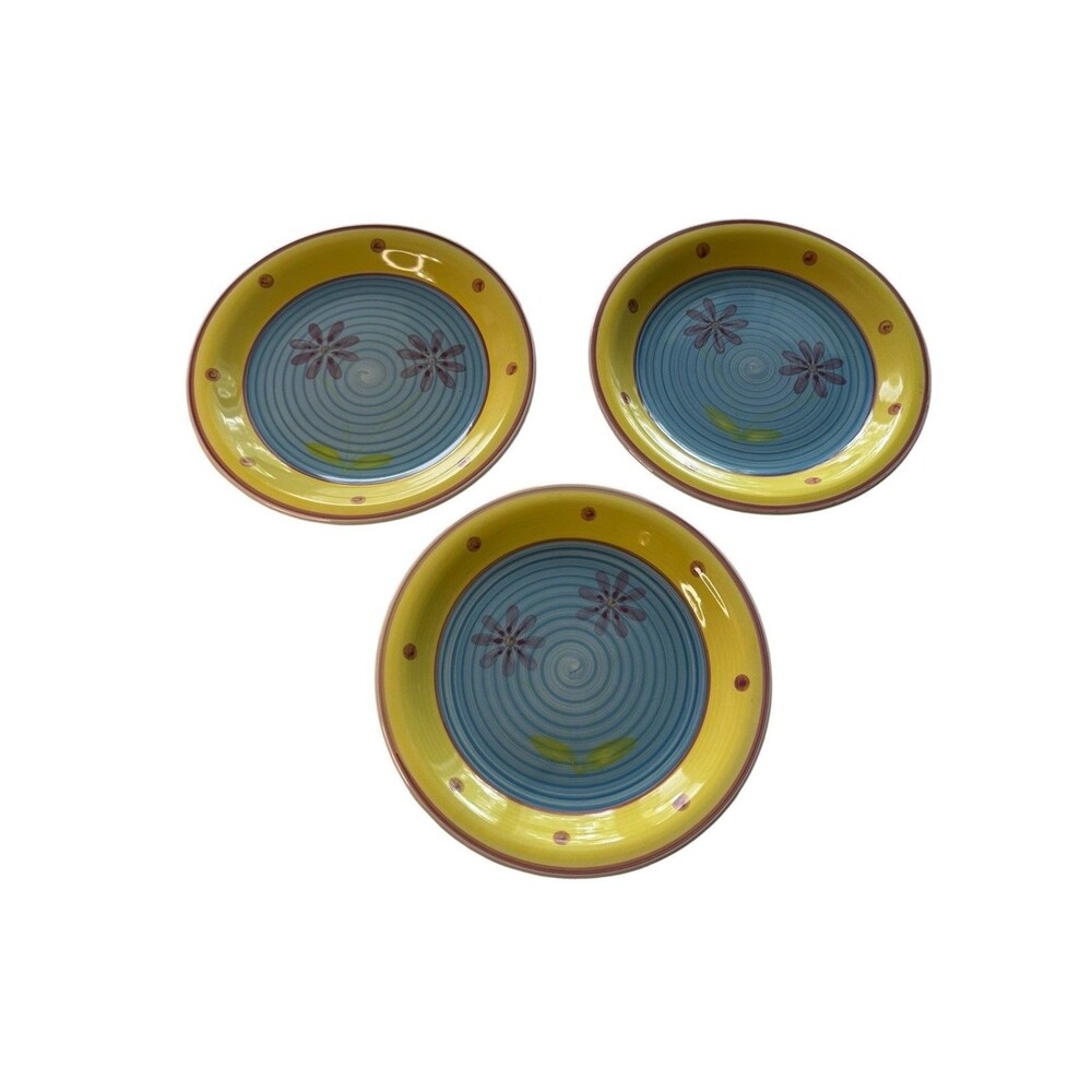 Mulberry Home Daisy Dinner Plates Set 3 11 Inch Floral Stoneware Colorful
